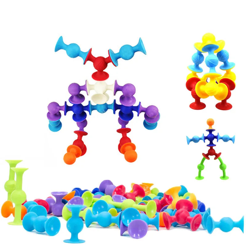 Premium Silicone Sucker Building Blocks Set - STEM Construction Toy, Ages 3+