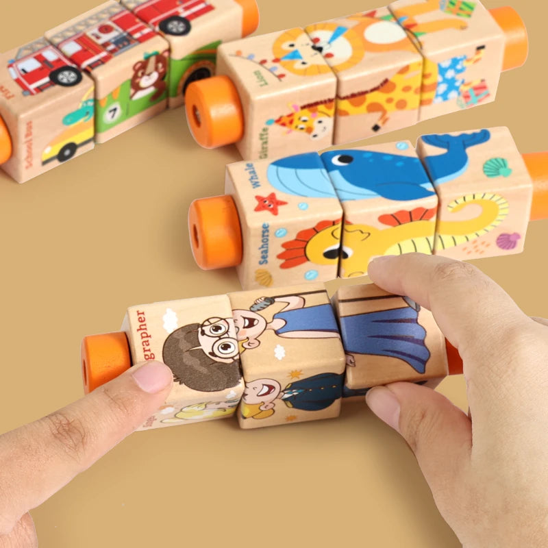 Wooden Logic Stacking Board with Rings & Shapes