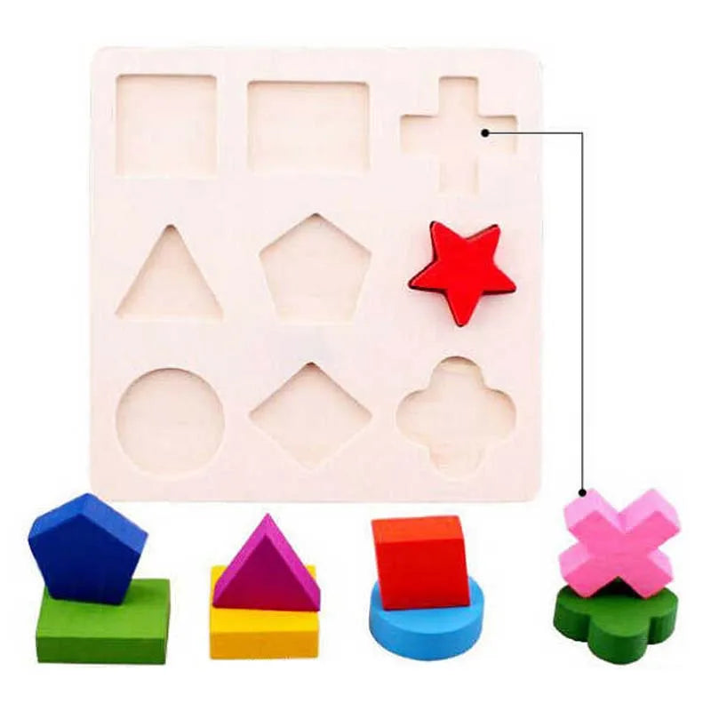 Wooden Montessori Shape Matching Puzzle Board for Kids