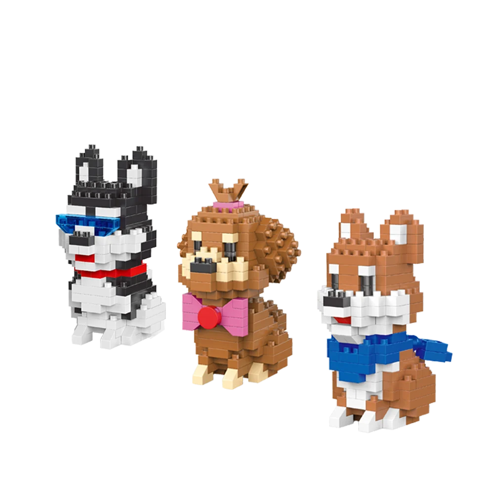 Premium Micro Dog Squad Mini Blocks – Husky, Retriever & More, ABS, Ages 8+