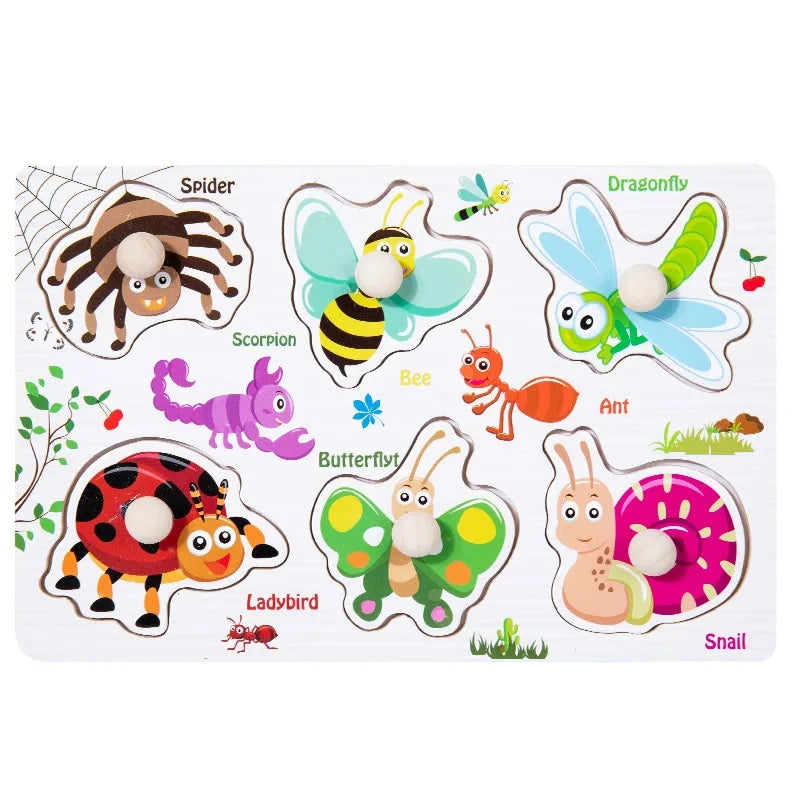 Montessori Wooden Puzzle Board for Toddlers (2–3 Years)