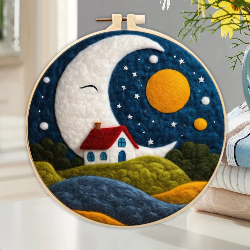 Wool Felting Painting Kit (Scenery, 20x20cm)