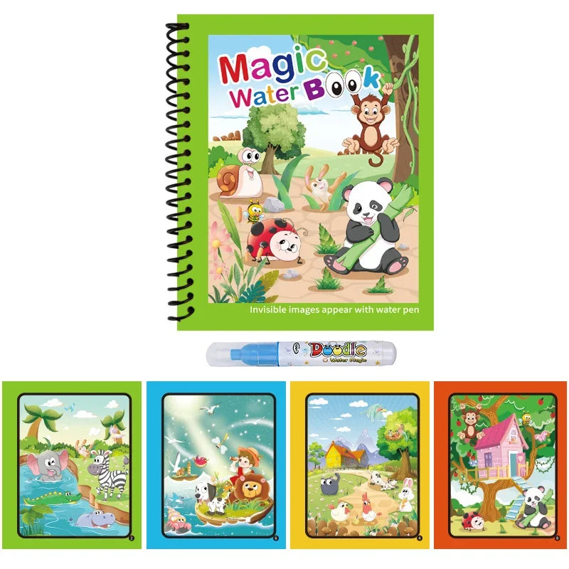 Premium Water Reveal Drawing Book for Kids - Sensory Coloring, Ocean & Dino