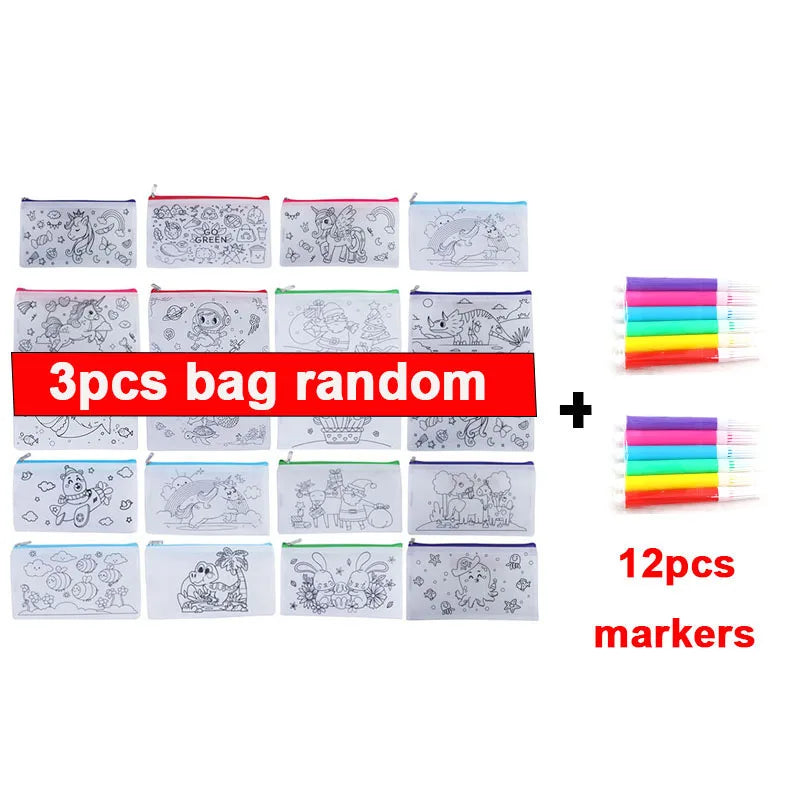 Premium DIY Graffiti Coloring Bag Set - Kids Art Craft, Ages 3+ (Creative Play)