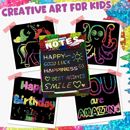 Holographic Rainbow Scratch Paper Art Mini Notes Cards Bulk Party Favor Art
