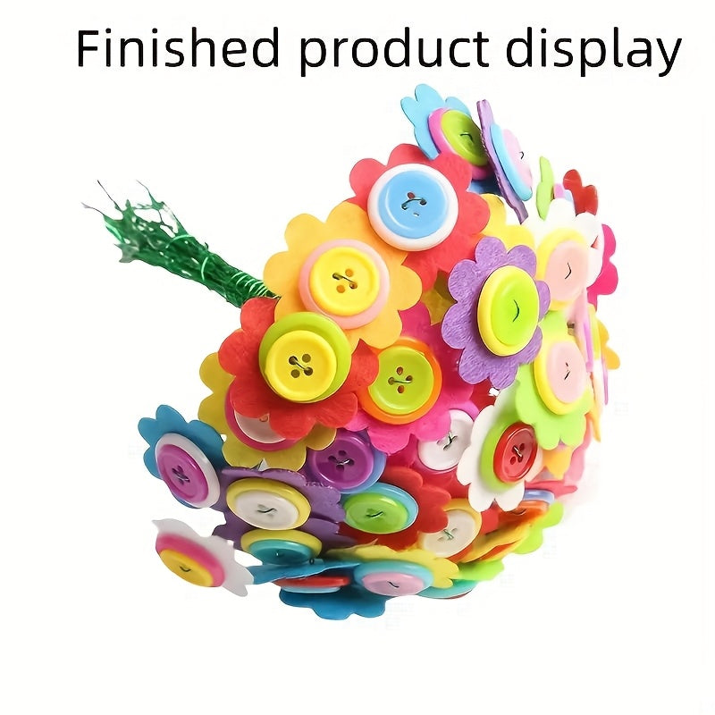 Button Bouquet Craft Kit | 40-Button DIY Flower Arrangement