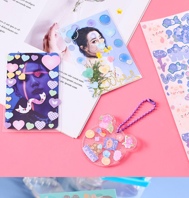 Glitter Keychain Sticker Kit | Gradient DIY Charms with Stencils