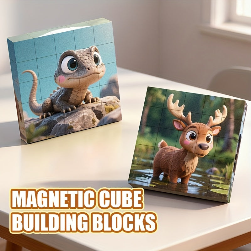 Magnetic Animal Puzzle Set | 25-Piece Mix & Match Magnets (6 Animals)