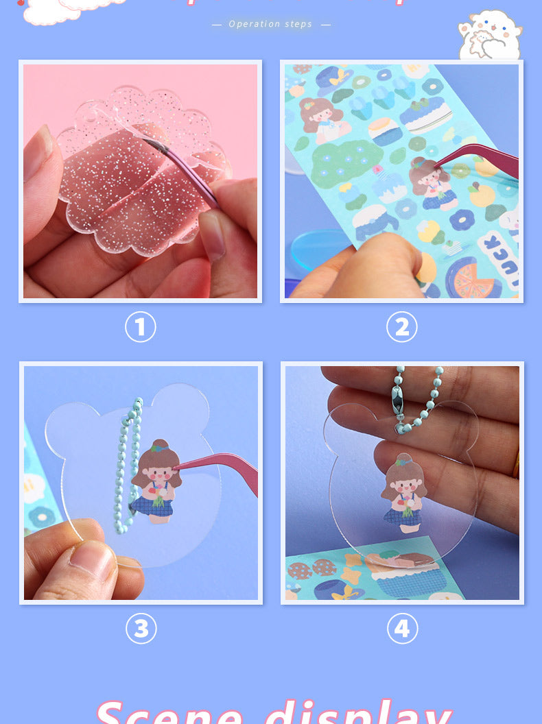 Glitter Keychain Sticker Kit | Gradient DIY Charms with Stencils
