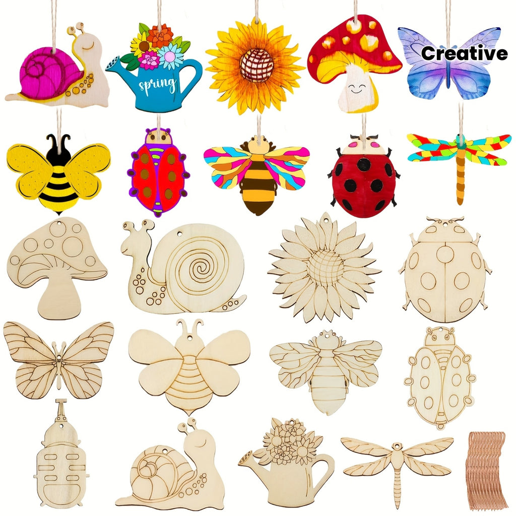Insect Wooden Craft Set | 24pc Color & Hang Bug Shapes