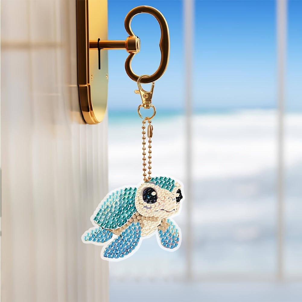Diamond Turtle Keychain Set | 6pcs 5D DIY Key Rings