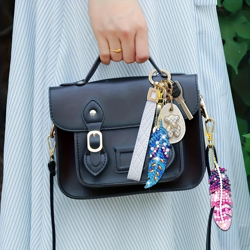 Feather Diamond Keychain Set | 6pcs 5D Double-Sided Feathers