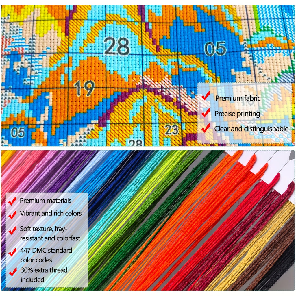 Puppy & Flower Cross-Stitch Kit | Beginner Embroidery Decor