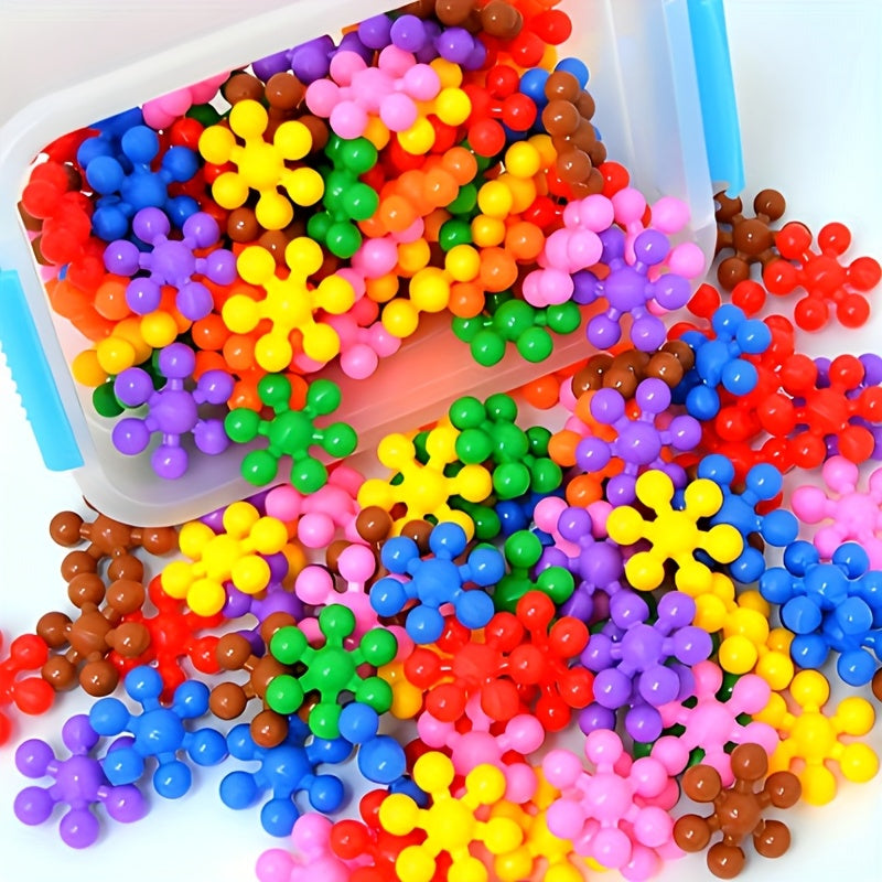 60/100/200pcs of 3D Snowflake Interlocking Puzzle Building Blocks Set - an Educational Plastic Assembly Toy Suitable for Gifts During Easter, Christmas, And Halloween