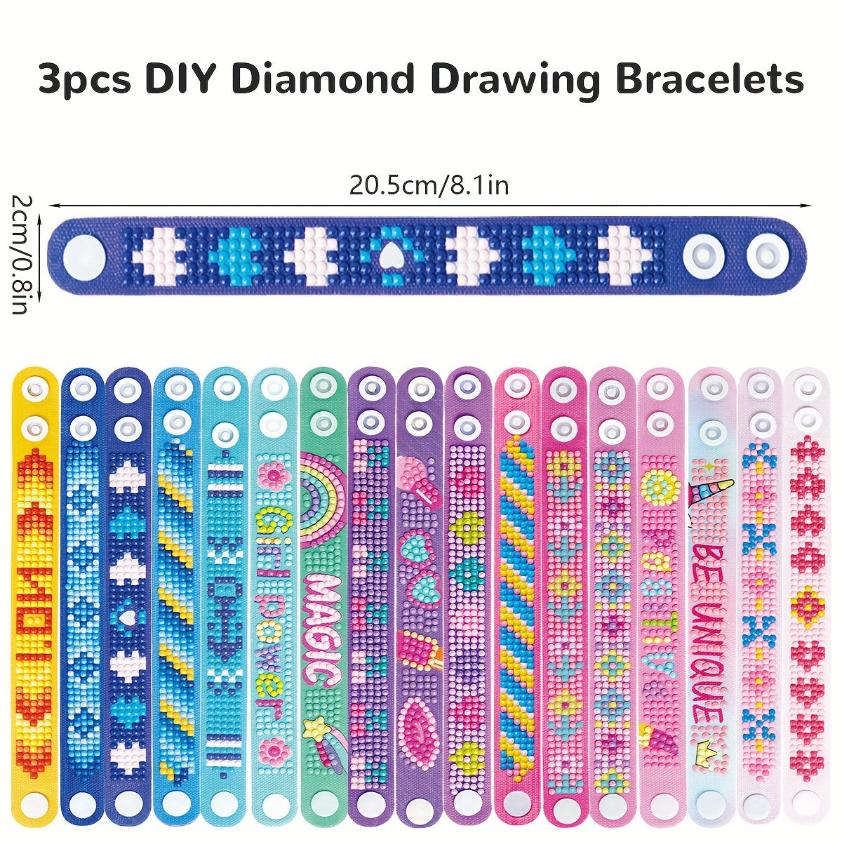 Diamond Painting Bracelet Kit | 3pcs Snap-On Sparkle Bands