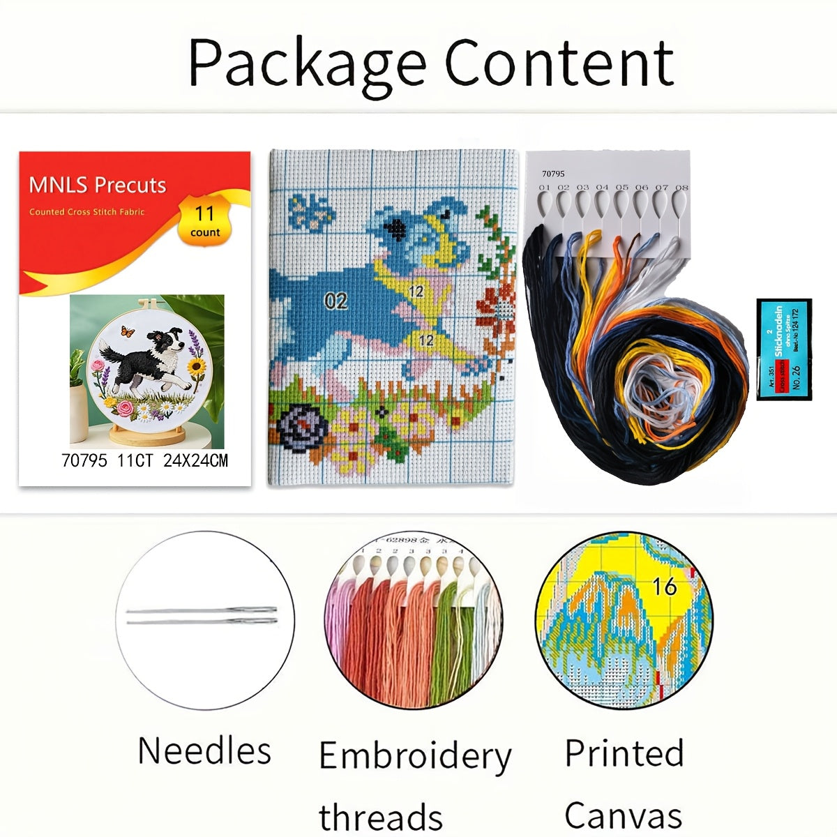 Puppy & Flower Cross-Stitch Kit | Beginner Embroidery Decor