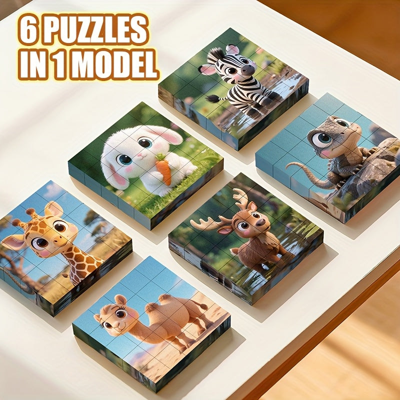 Magnetic Animal Puzzle Set | 25-Piece Mix & Match Magnets (6 Animals)