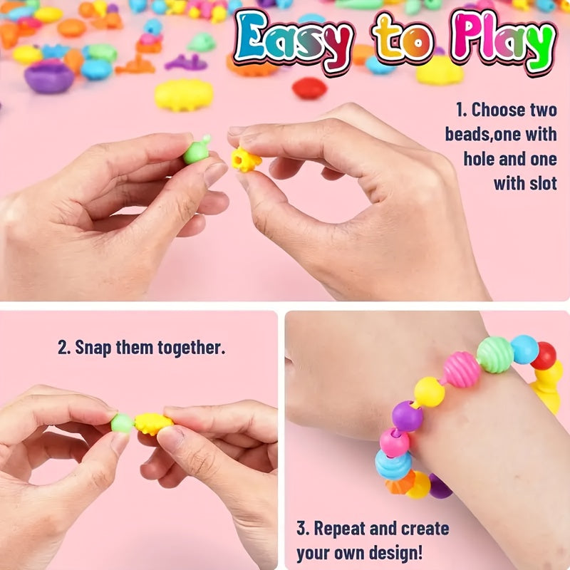 Snap Button Bead Kit | 100/370pc Click-Together Jewelry Set