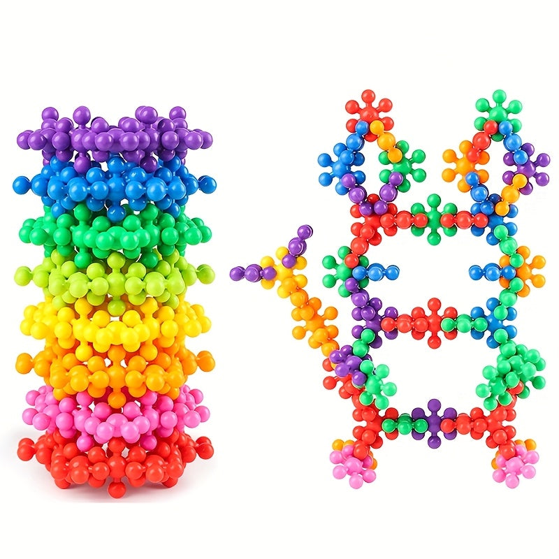 60/100/200pcs of 3D Snowflake Interlocking Puzzle Building Blocks Set - an Educational Plastic Assembly Toy Suitable for Gifts During Easter, Christmas, And Halloween