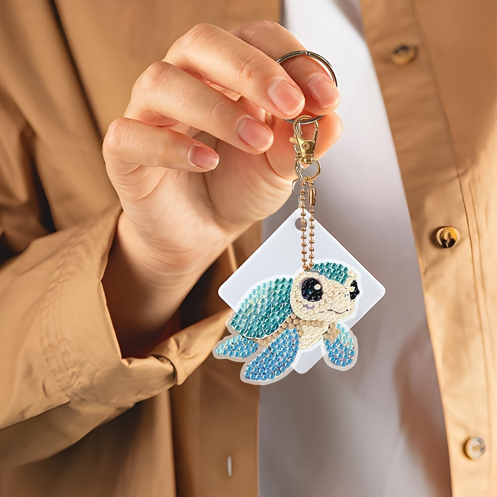 Diamond Turtle Keychain Set | 6pcs 5D DIY Key Rings