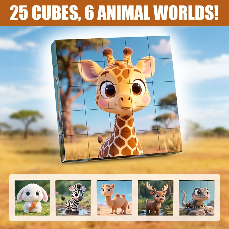 Magnetic Animal Puzzle Set | 25-Piece Mix & Match Magnets (6 Animals)