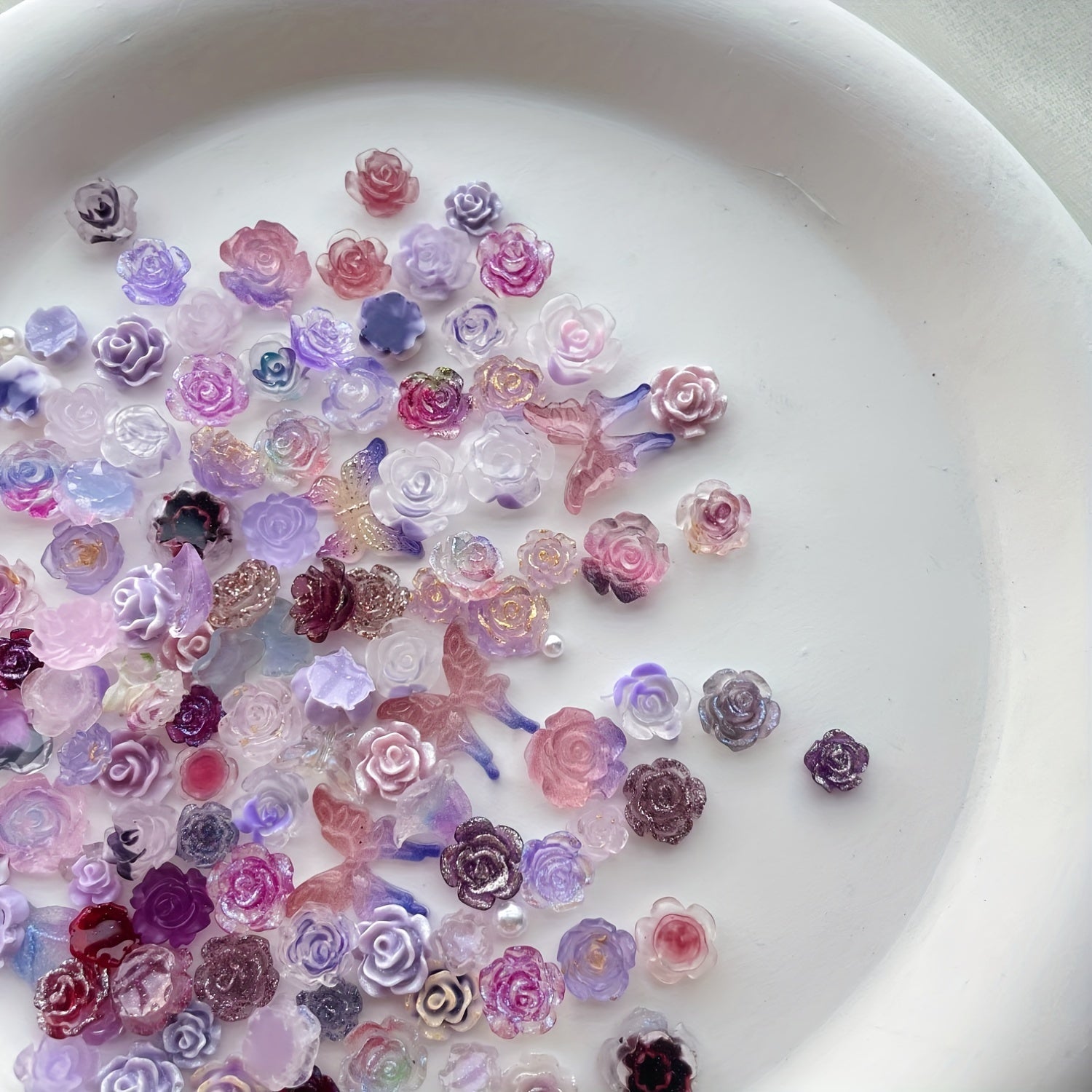 Resin Charms Mix | 35/100pcs Floral & Butterfly Craft Embellishments