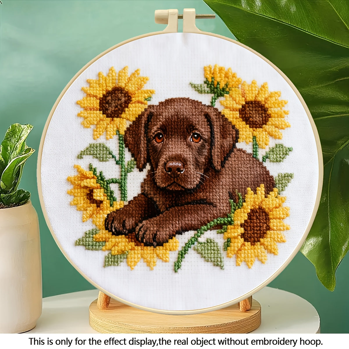 Puppy & Flower Cross-Stitch Kit | Beginner Embroidery Decor