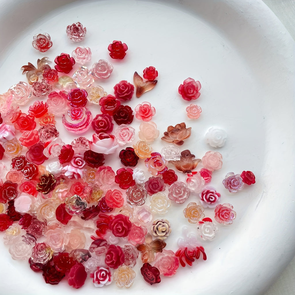 Resin Charms Mix | 35/100pcs Floral & Butterfly Craft Embellishments