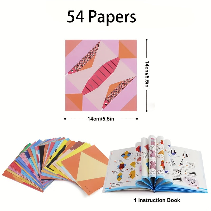Colorful Origami Kit | 54pc Double-Sided Kids Folding Set